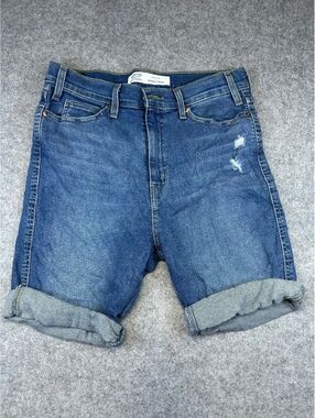 Levis Heritage High Rise Straight Womens Denim Shorts Size W30 Summer Dark Wash